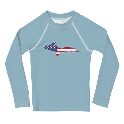 Michigan Upper Peninsula Rash Guard (w/ UP USA Flag) | Toddler - Opal Blue