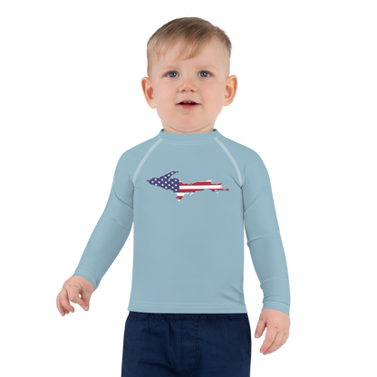 Michigan Upper Peninsula Rash Guard (w/ UP USA Flag) | Toddler - Opal Blue