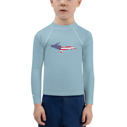 Michigan Upper Peninsula Rash Guard (w/ UP USA Flag) | Toddler - Opal Blue