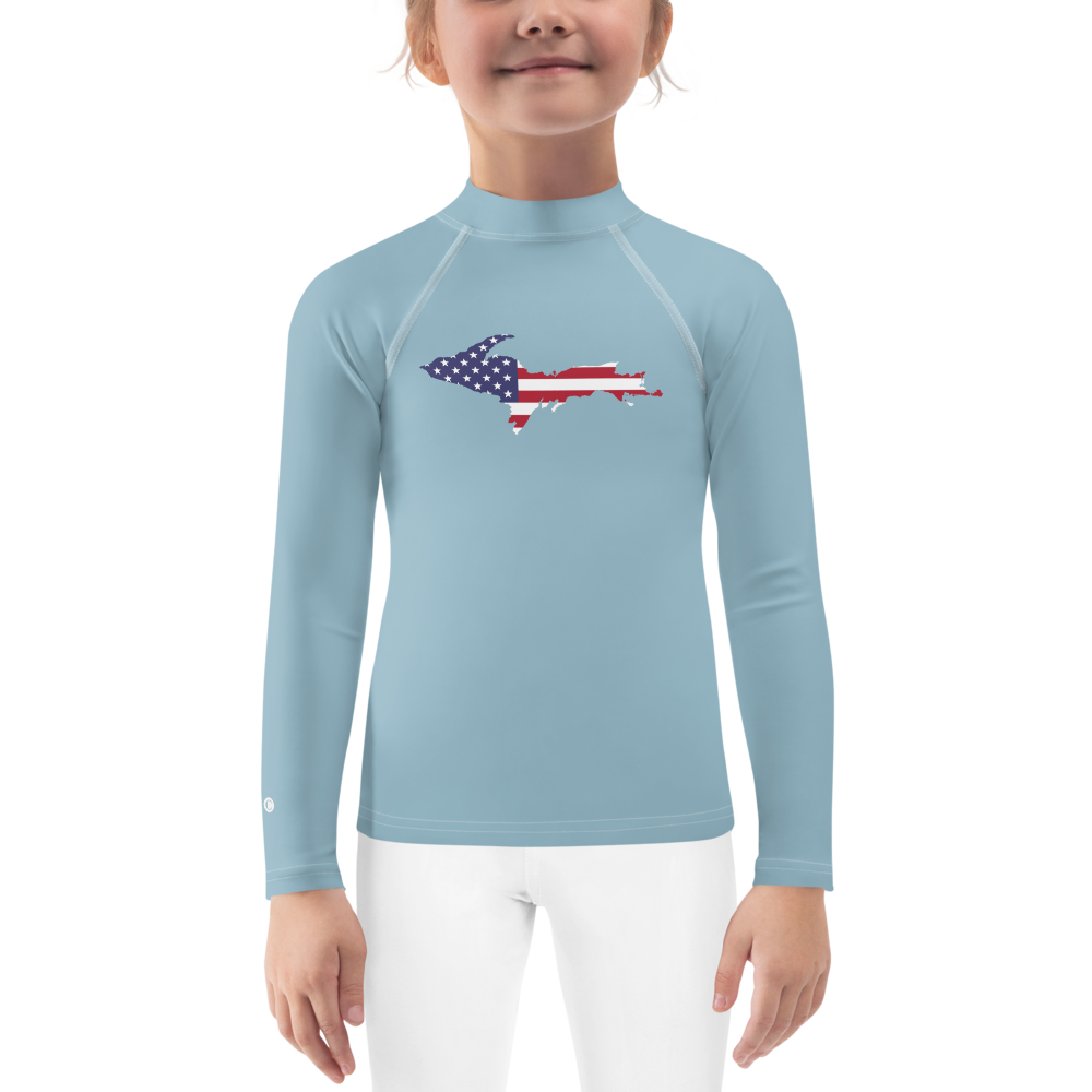 Michigan Upper Peninsula Rash Guard (w/ UP USA Flag) | Toddler - Opal Blue