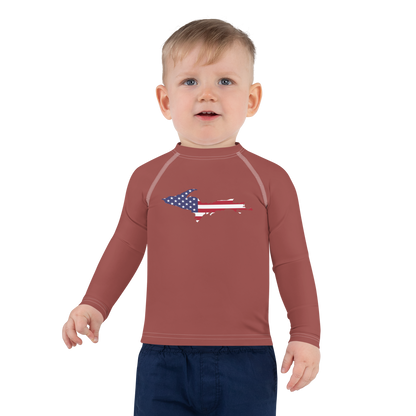 Michigan Upper Peninsula Rash Guard (w/ UP USA Flag) | Toddler - Ore Dock Red