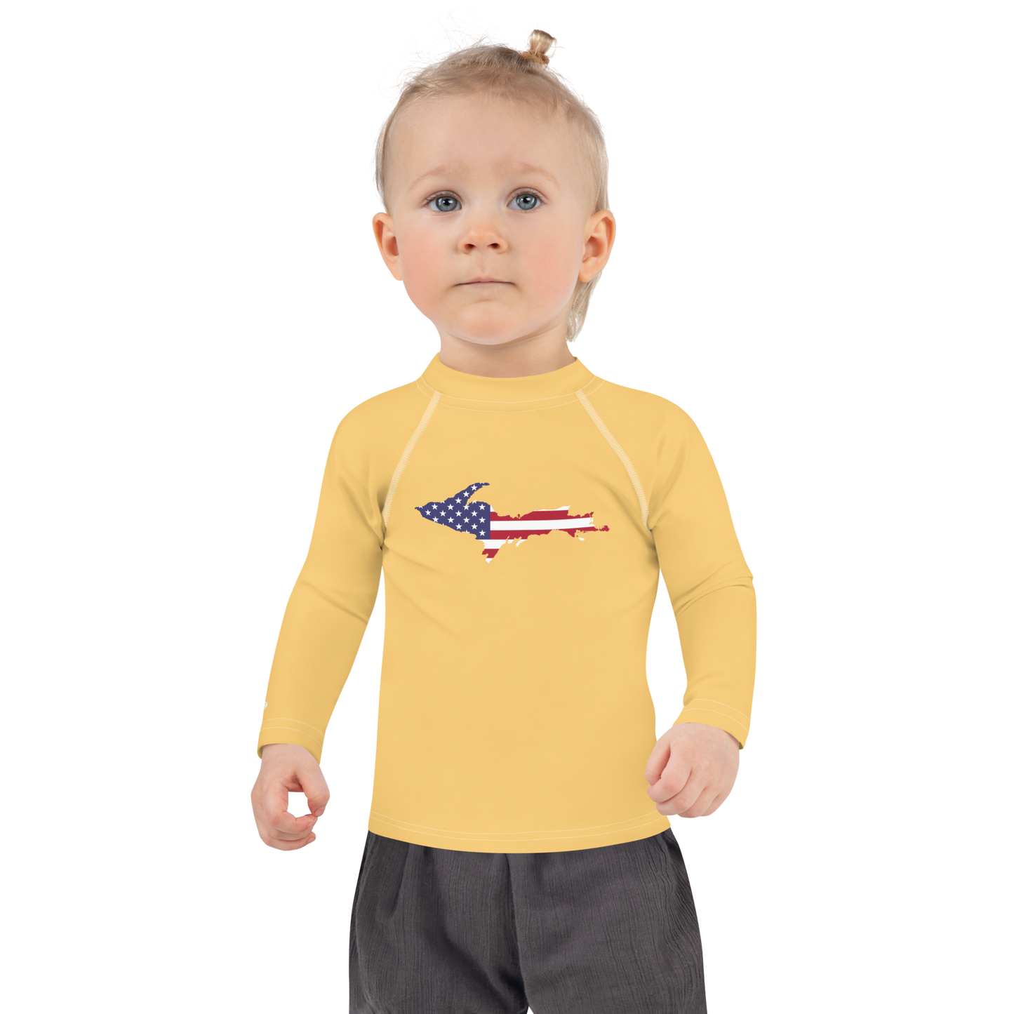 Michigan Upper Peninsula Rash Guard (w/ UP USA Flag) | Toddler - Citrine