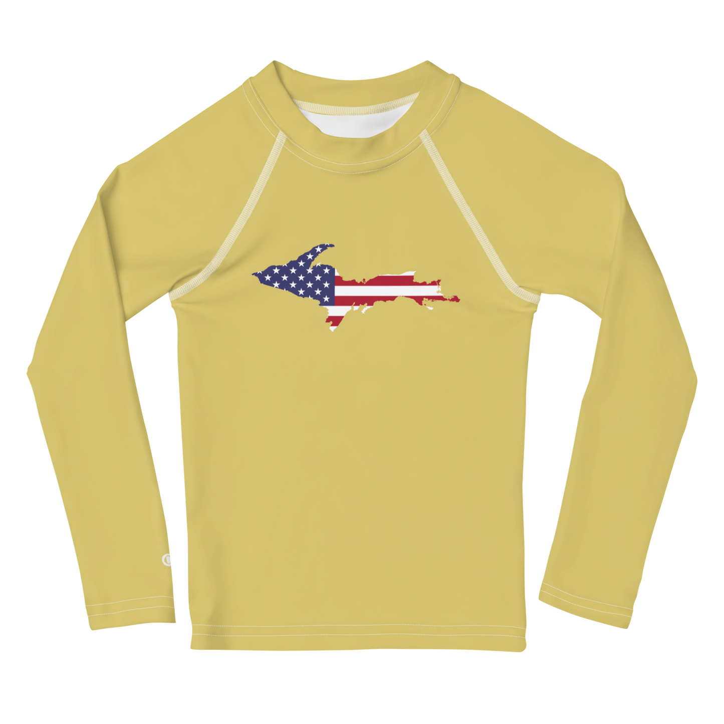 Michigan Upper Peninsula Rash Guard (w/ UP USA Flag) | Toddler - Plum Yellow