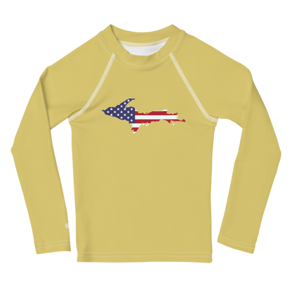 Michigan Upper Peninsula Rash Guard (w/ UP USA Flag) | Toddler - Plum Yellow