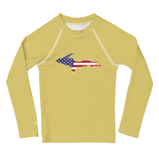 Michigan Upper Peninsula Rash Guard (w/ UP USA Flag) | Toddler - Plum Yellow