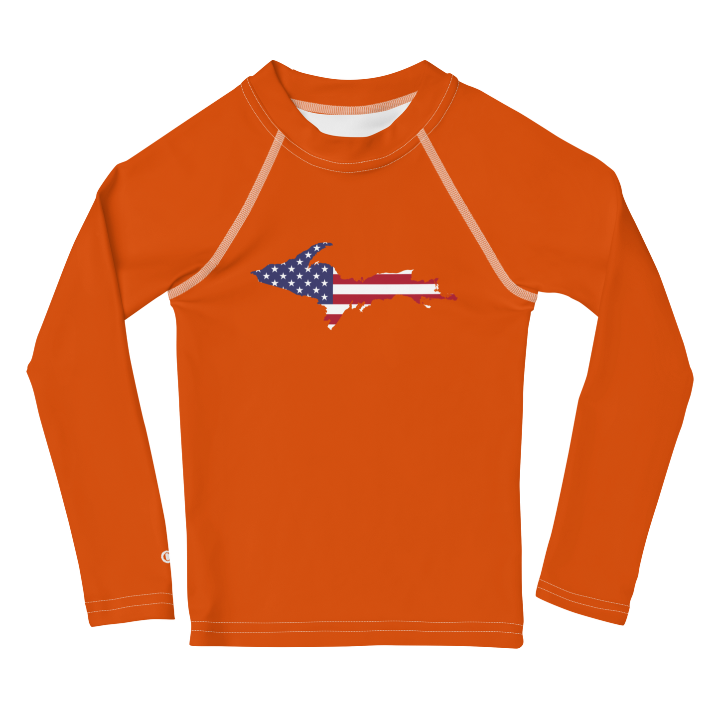 Michigan Upper Peninsula Rash Guard (w/ UP USA Flag) | Toddler - Maple Leaf Orange