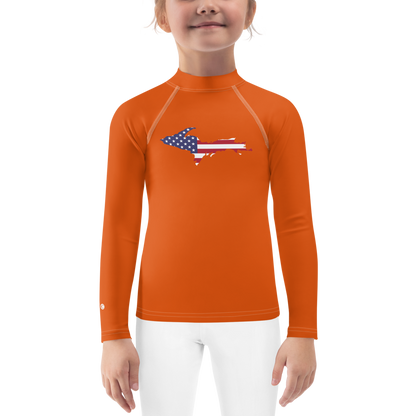 Michigan Upper Peninsula Rash Guard (w/ UP USA Flag) | Toddler - Maple Leaf Orange