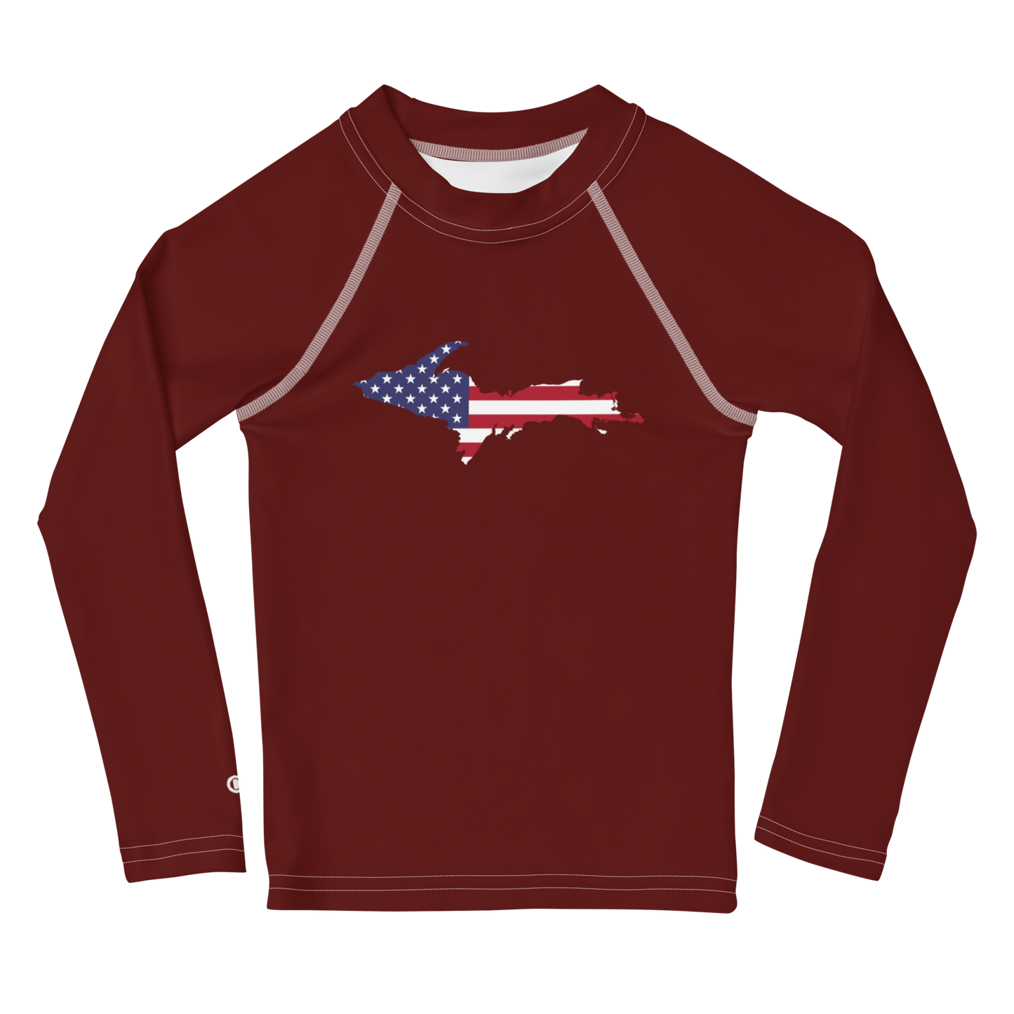 Michigan Upper Peninsula Rash Guard (w/ UP USA Flag) | Toddler - Cherrywood Color