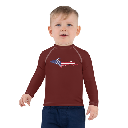 Michigan Upper Peninsula Rash Guard (w/ UP USA Flag) | Toddler - Cherrywood Color