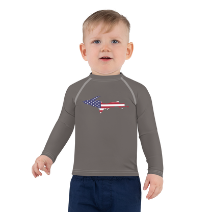 Michigan Upper Peninsula Rash Guard (w/ UP USA Flag) | Toddler - Warren Tank Grey