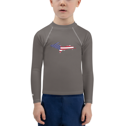 Michigan Upper Peninsula Rash Guard (w/ UP USA Flag) | Toddler - Warren Tank Grey