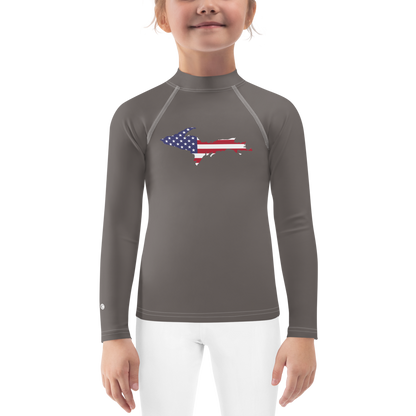 Michigan Upper Peninsula Rash Guard (w/ UP USA Flag) | Toddler - Warren Tank Grey