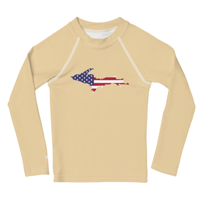 Michigan Upper Peninsula Rash Guard (w/ UP USA Flag) | Toddler - Maple Color