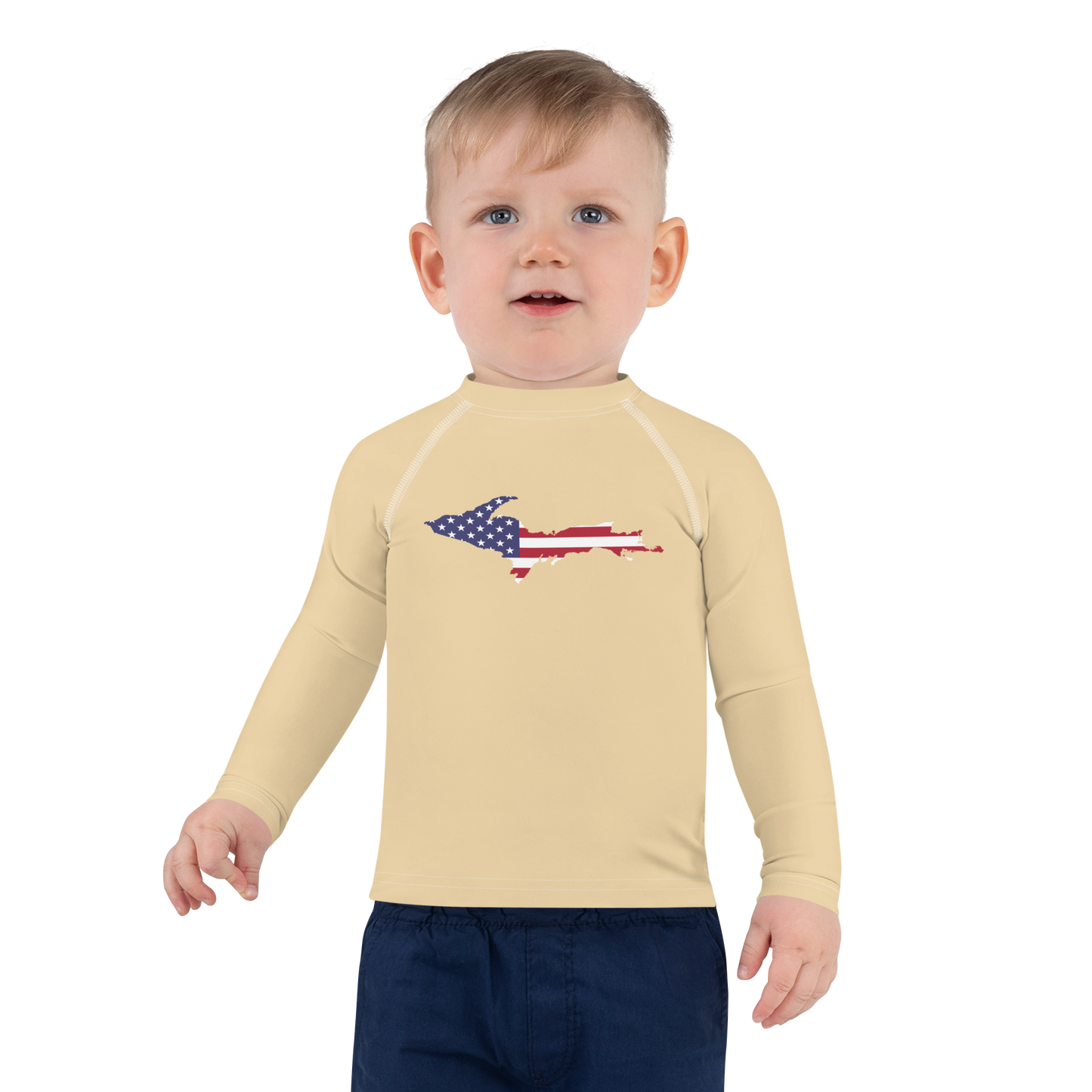 Michigan Upper Peninsula Rash Guard (w/ UP USA Flag) | Toddler - Maple Color