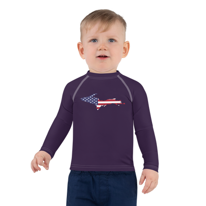 Michigan Upper Peninsula Rash Guard (w/ UP USA Flag) | Toddler - Blackcurrant