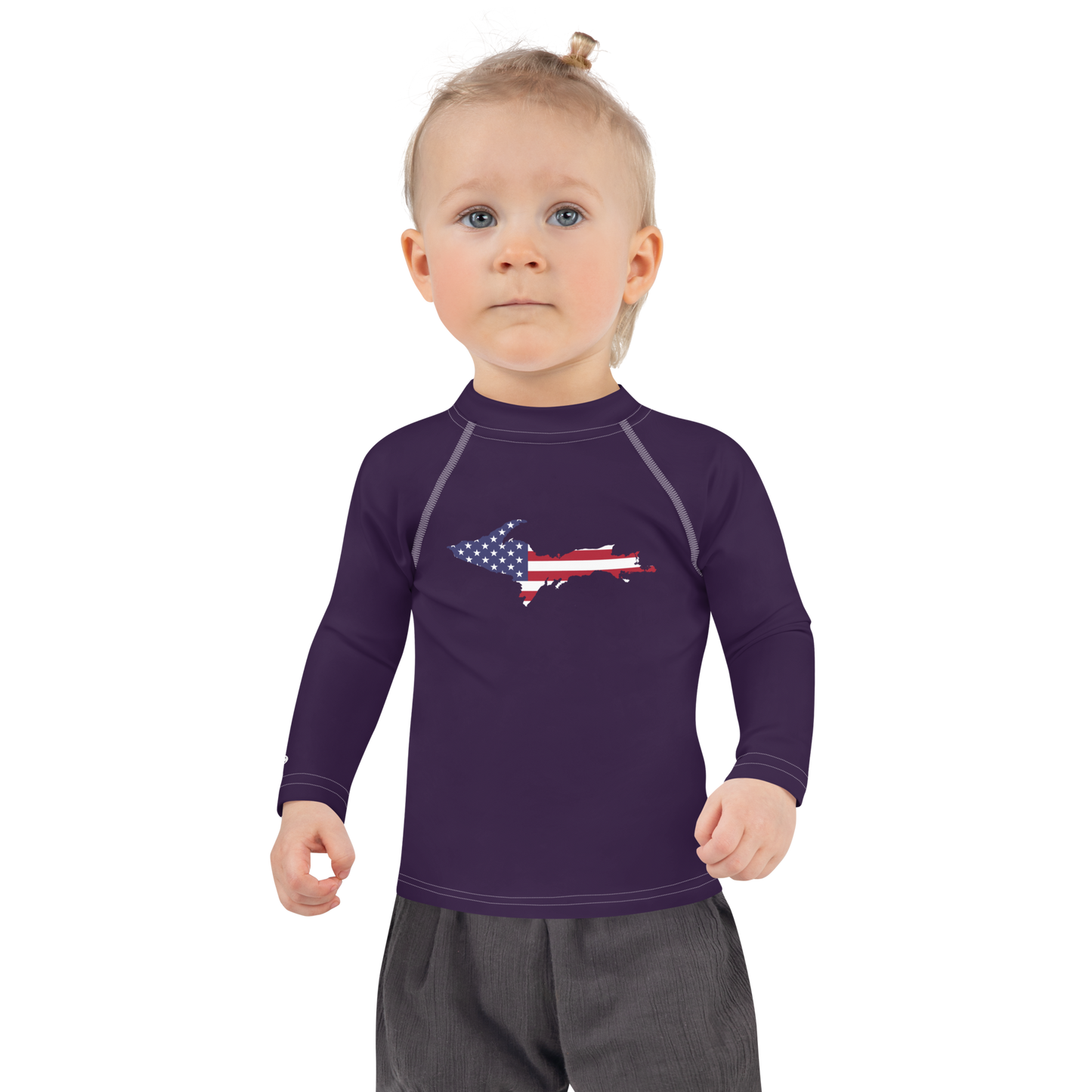 Michigan Upper Peninsula Rash Guard (w/ UP USA Flag) | Toddler - Blackcurrant