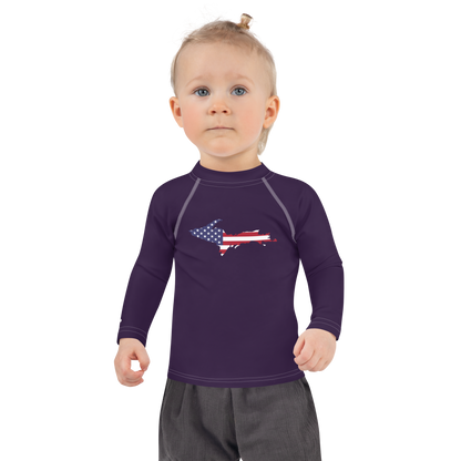 Michigan Upper Peninsula Rash Guard (w/ UP USA Flag) | Toddler - Blackcurrant