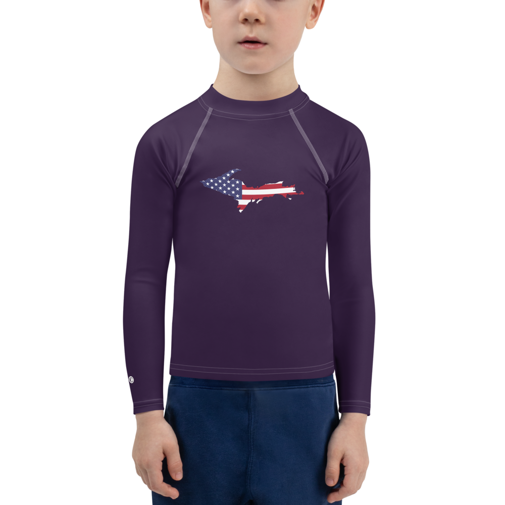 Michigan Upper Peninsula Rash Guard (w/ UP USA Flag) | Toddler - Blackcurrant