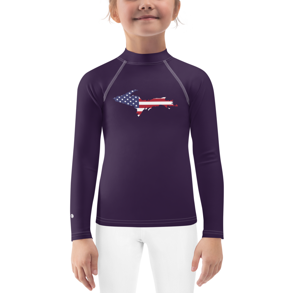 Michigan Upper Peninsula Rash Guard (w/ UP USA Flag) | Toddler - Blackcurrant