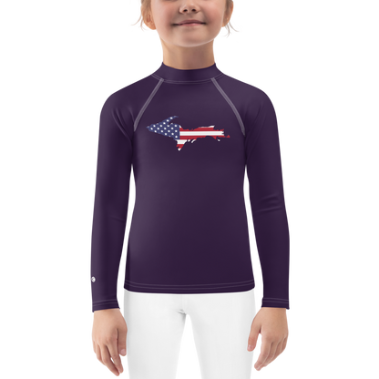 Michigan Upper Peninsula Rash Guard (w/ UP USA Flag) | Toddler - Blackcurrant