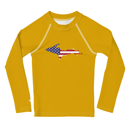 Michigan Upper Peninsula Rash Guard (w/ UP USA Flag) | Toddler - Gold