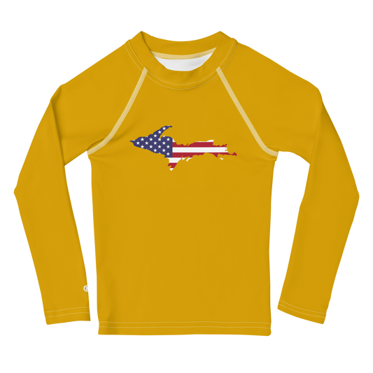 Michigan Upper Peninsula Rash Guard (w/ UP USA Flag) | Toddler - Gold