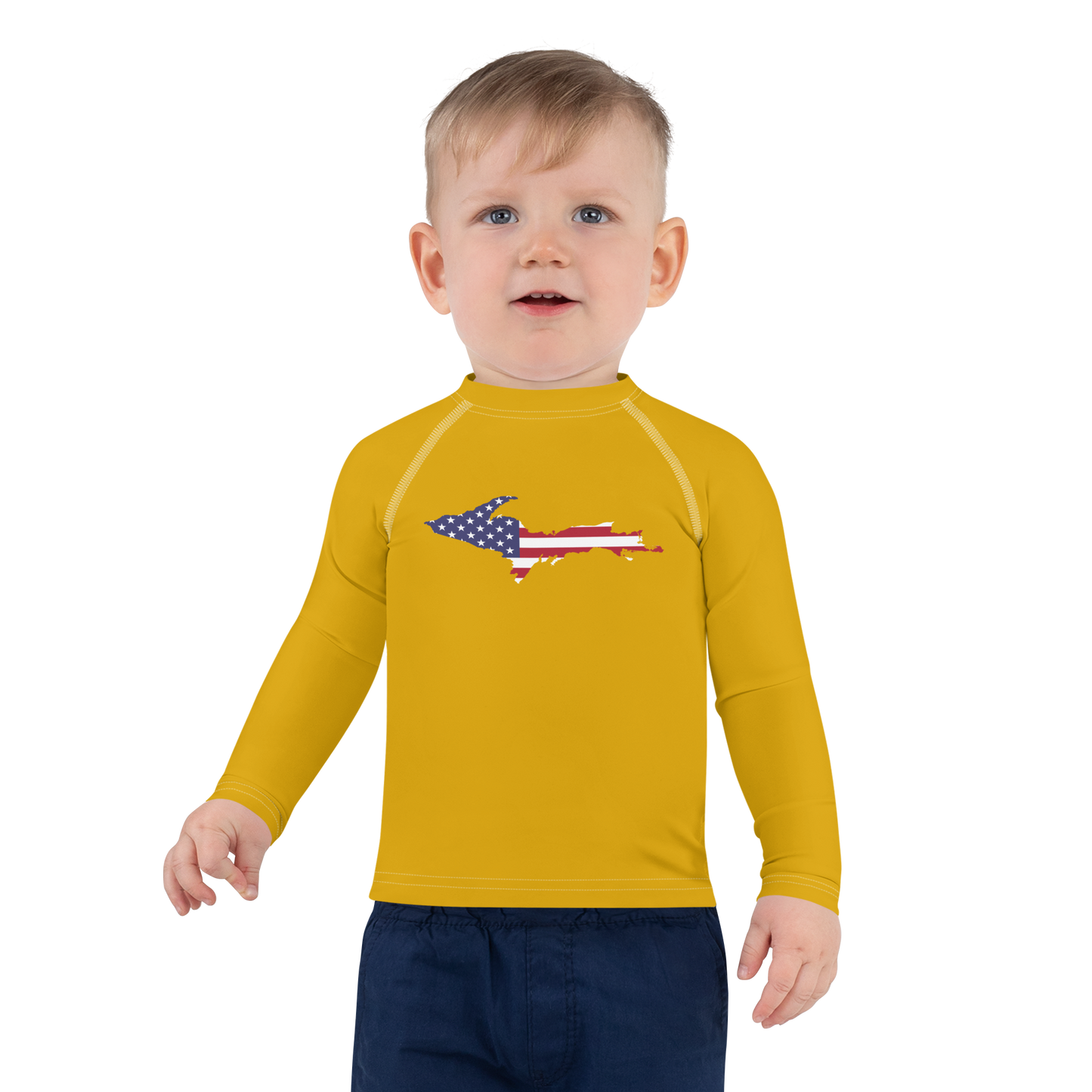 Michigan Upper Peninsula Rash Guard (w/ UP USA Flag) | Toddler - Gold