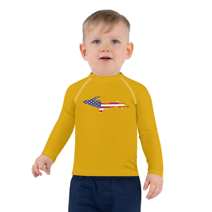 Michigan Upper Peninsula Rash Guard (w/ UP USA Flag) | Toddler - Gold