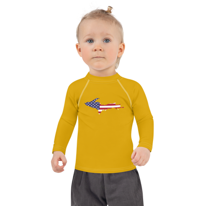 Michigan Upper Peninsula Rash Guard (w/ UP USA Flag) | Toddler - Gold