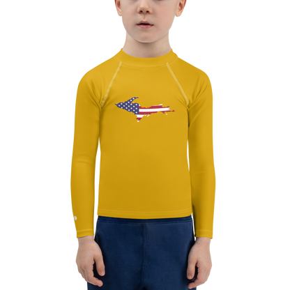 Michigan Upper Peninsula Rash Guard (w/ UP USA Flag) | Toddler - Gold