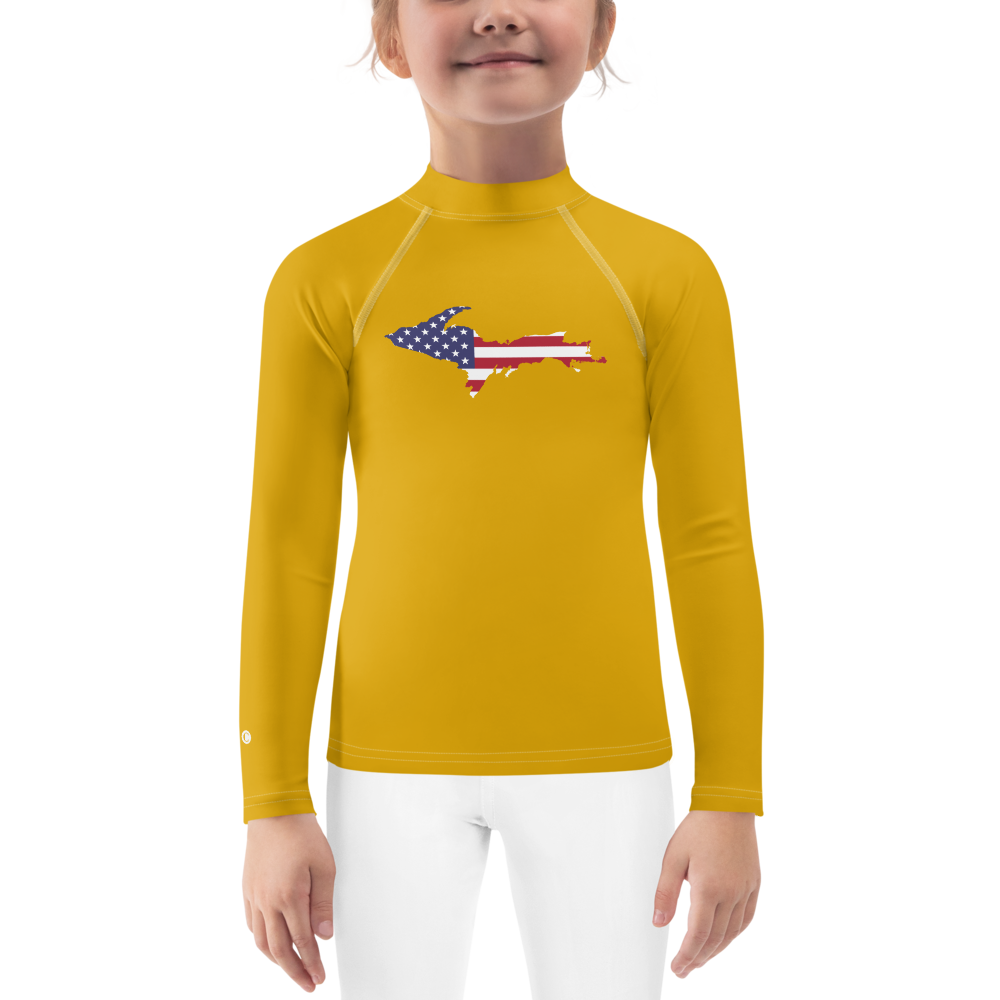 Michigan Upper Peninsula Rash Guard (w/ UP USA Flag) | Toddler - Gold