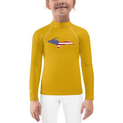 Michigan Upper Peninsula Rash Guard (w/ UP USA Flag) | Toddler - Gold