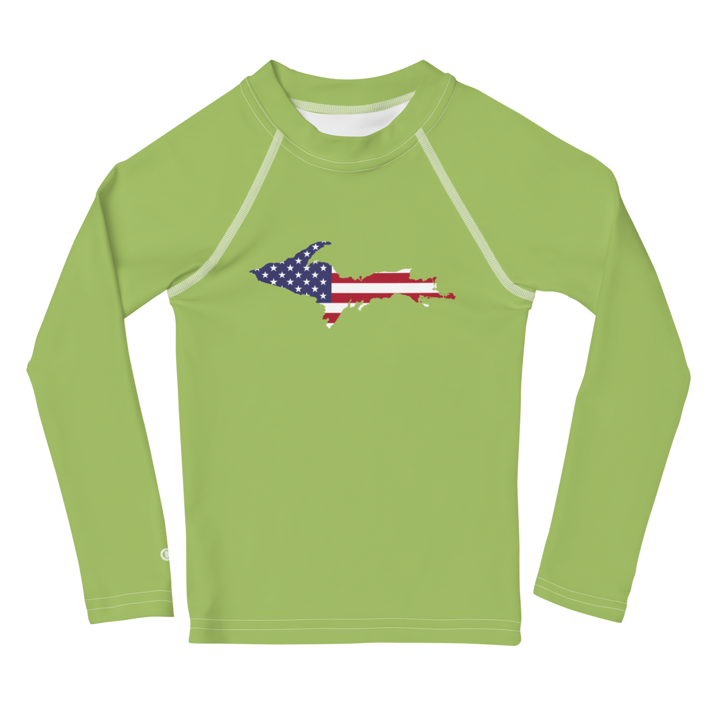 Michigan Upper Peninsula Rash Guard (w/ UP USA Flag) | Toddler - Gooseberry Green