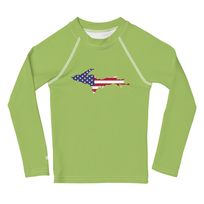 Michigan Upper Peninsula Rash Guard (w/ UP USA Flag) | Toddler - Gooseberry Green