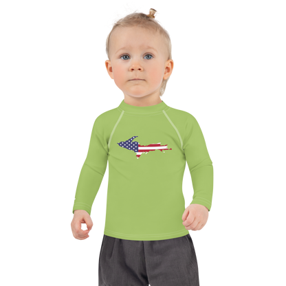 Michigan Upper Peninsula Rash Guard (w/ UP USA Flag) | Toddler - Gooseberry Green