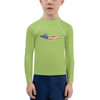 Michigan Upper Peninsula Rash Guard (w/ UP USA Flag) | Toddler - Gooseberry Green