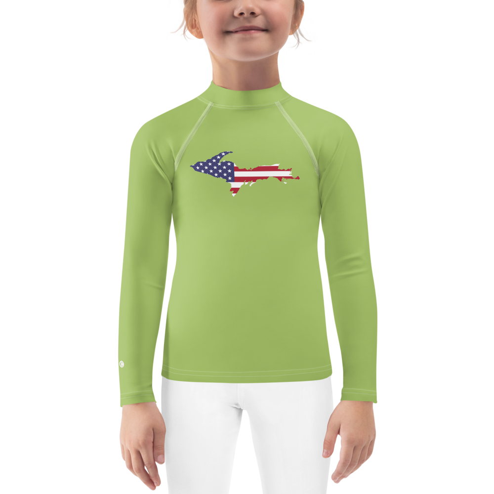 Michigan Upper Peninsula Rash Guard (w/ UP USA Flag) | Toddler - Gooseberry Green