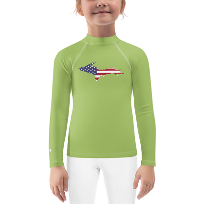 Michigan Upper Peninsula Rash Guard (w/ UP USA Flag) | Toddler - Gooseberry Green