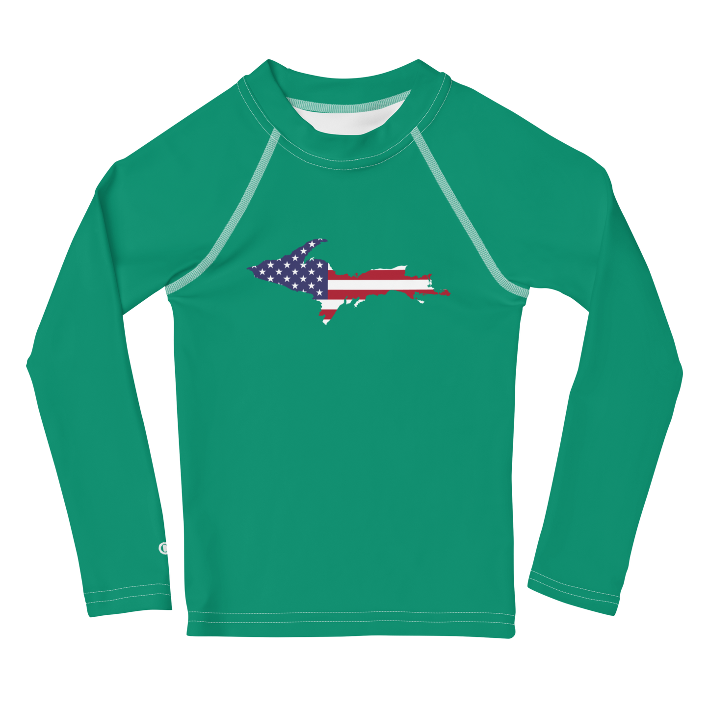 Michigan Upper Peninsula Rash Guard (w/ UP USA Flag) | Toddler - Emerald Green