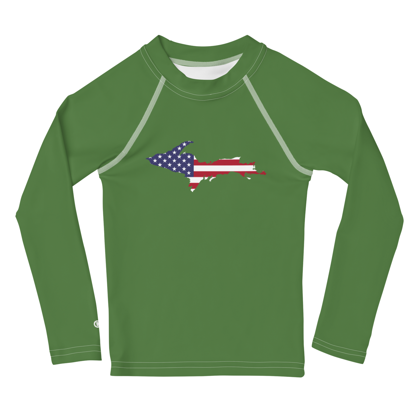 Michigan Upper Peninsula Rash Guard (w/ UP USA Flag) | Toddler - Pine Green