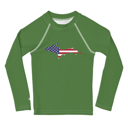 Michigan Upper Peninsula Rash Guard (w/ UP USA Flag) | Toddler - Pine Green