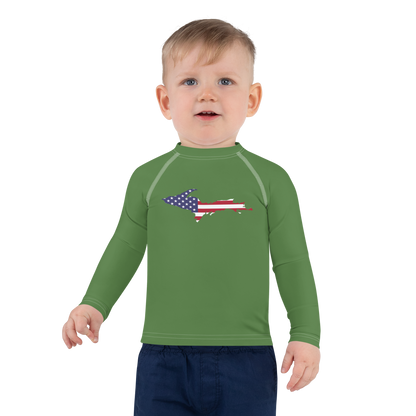 Michigan Upper Peninsula Rash Guard (w/ UP USA Flag) | Toddler - Pine Green