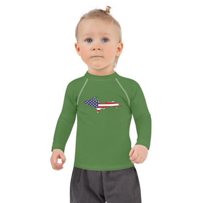 Michigan Upper Peninsula Rash Guard (w/ UP USA Flag) | Toddler - Pine Green