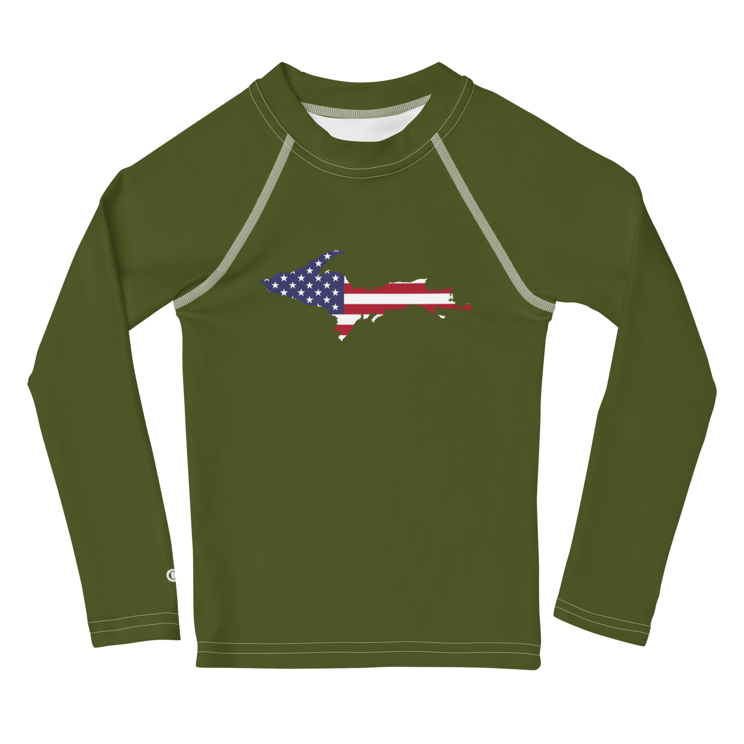 Michigan Upper Peninsula Rash Guard (w/ UP USA Flag) | Toddler - Army Green