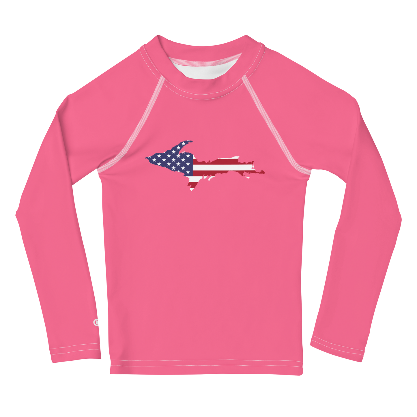 Michigan Upper Peninsula Rash Guard (w/ UP USA Flag) | Toddler - Rhodochrosite Pink