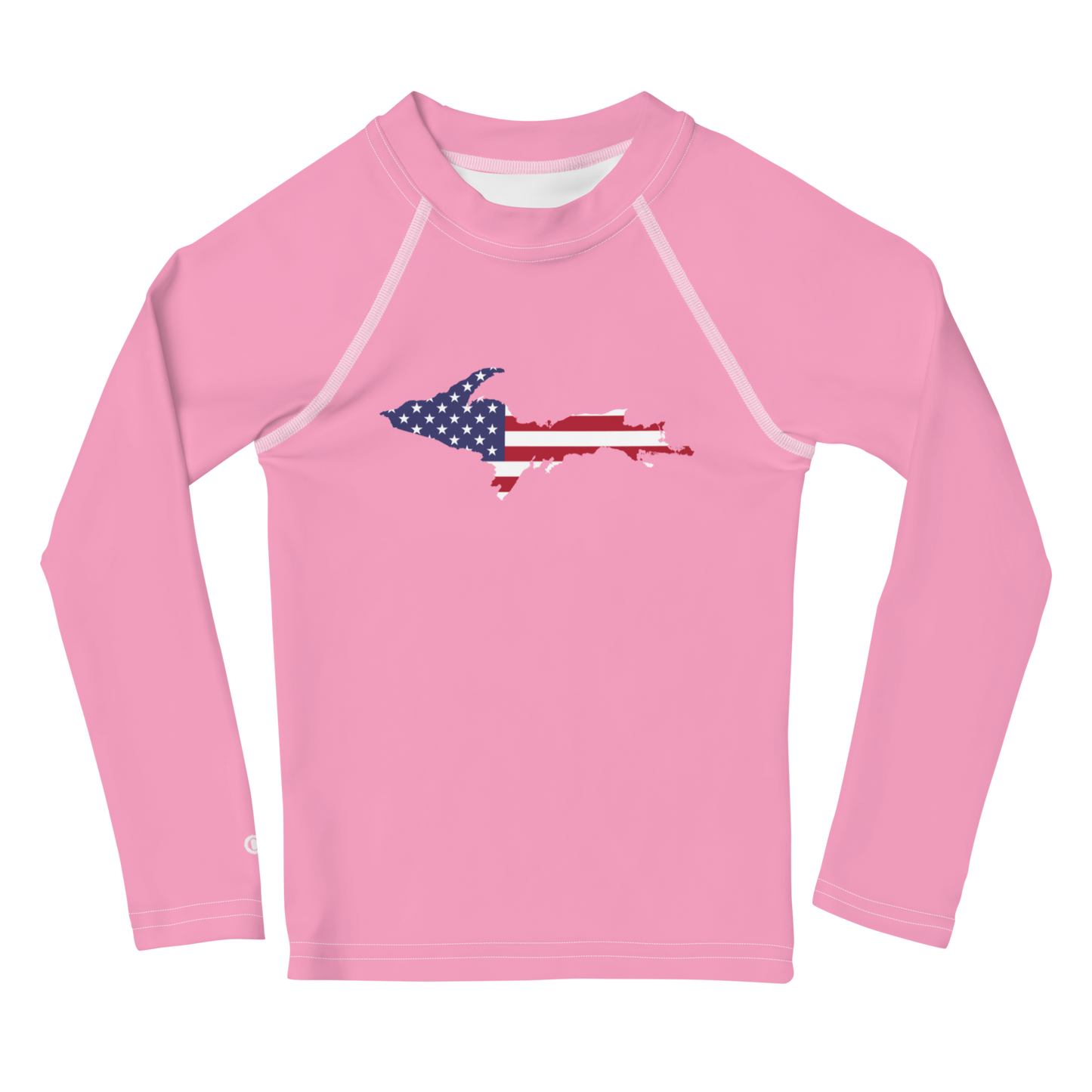 Michigan Upper Peninsula Rash Guard (w/ UP USA Flag) | Toddler - '67 Caddie Pink