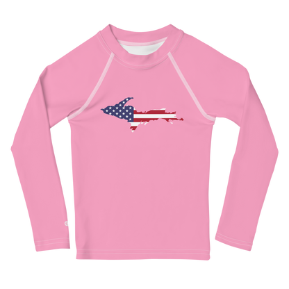 Michigan Upper Peninsula Rash Guard (w/ UP USA Flag) | Toddler - '67 Caddie Pink