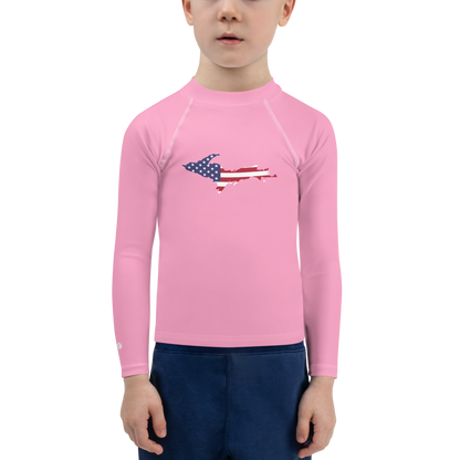 Michigan Upper Peninsula Rash Guard (w/ UP USA Flag) | Toddler - '67 Caddie Pink