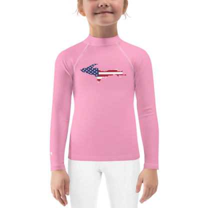 Michigan Upper Peninsula Rash Guard (w/ UP USA Flag) | Toddler - '67 Caddie Pink