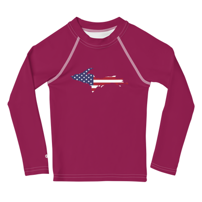 Michigan Upper Peninsula Rash Guard (w/ UP USA Flag) | Toddler - Ruby Red